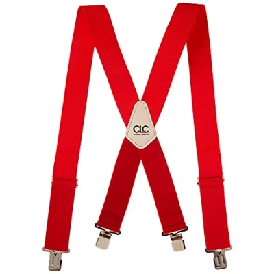 Image of Custom Leathercraft 110RED Heavy Duty Work Suspenders, Elastic Straps, One Size, Red