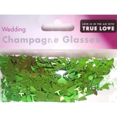 Image of table confetti champagne glasses apple green 14g.
