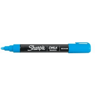 Image of Sharpie Whiteboard Chalk Writing Marker Wet Erase Pens Medium Thick Tips Blue Ink 1 Count (Blue)
