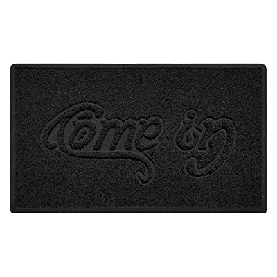 Image of Nicoman COME IN Embossed Shape Door Mat Dirt Trapper Jet Washable Doormat (Use Outdoor ONLY) (75x44cm/29.5x17.3inches, Medium) Black