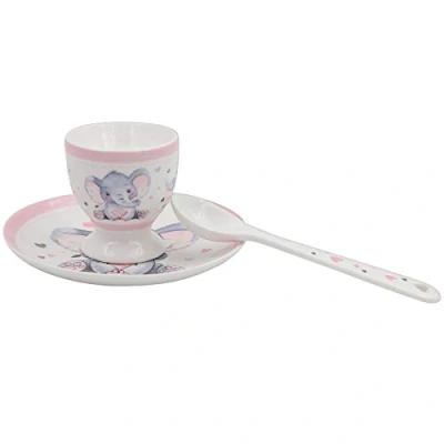 Image of Bird and Ellie Baby Ceramic Egg Cup Spoon Gift Set Girl 6905