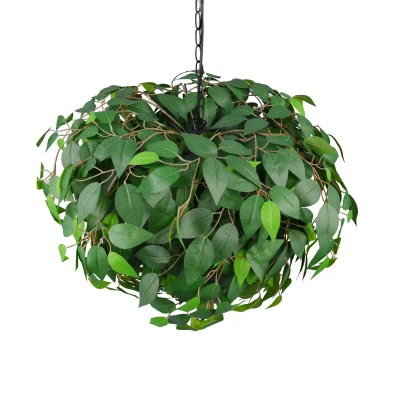 Image of Reality Leuchten Leavy pendant light, black/green, Ø 70 cm, 4 bulb, E14