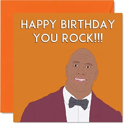 Image of Fun The Rock Birthday Cards for Men Women You Rock! Happy Card Friend Colleague Auntie Uncle Brother Sister Mum Dad Son Daughter, 145mm x 18th 21st 30th 40th 50th Greeting