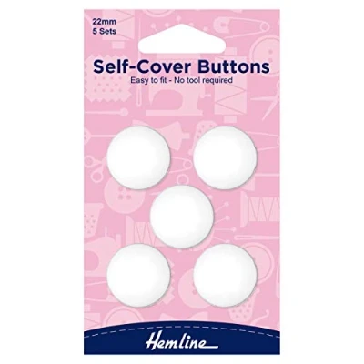 Image of Hemline Self Cover Plastic Buttons, 11mm, 15mm, 18mm, 22mm, 29mm,38mm, (22mm 5 Buttons)