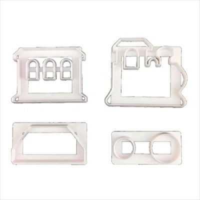 Image of 4 Pack Silicone Biscuit Mold Cookie Cutter Set Cake Decorating Gadgets Train Shaped Stamp Fondant Cutters for Baking