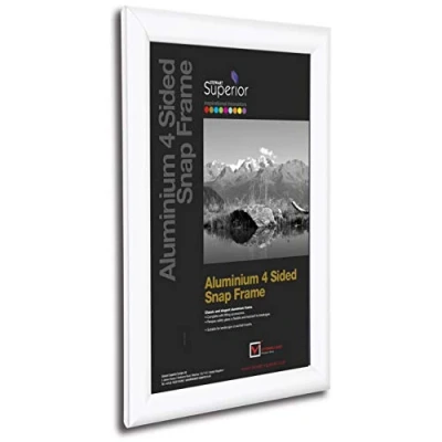 Image of Stewart Superior A1 Aluminium 4 Sided 25mm Front Loading Picture/Poster Snap Frame White, WHITEA1