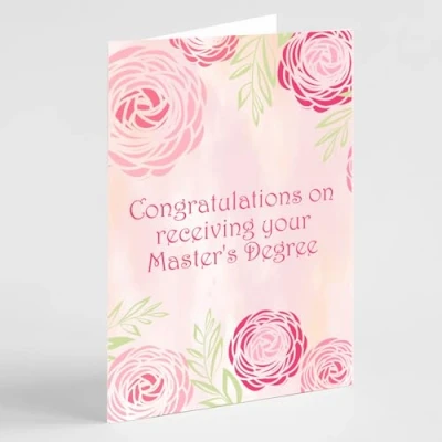Image of Beebooh cards Pink flowers passed Master&#039;s Degree card