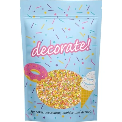 Image of decorate! Matt Strands Multicoloured Cake Topper Sprinkles 500g Edible Vermicelli Cupcake Decorations Ideal for Ice Cream, Cakes, Bakes &amp; Doughnuts