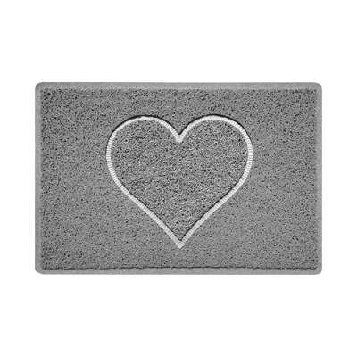 Image of Nicoman Heart Embossed Shape Entrance Door Mat Dirt Trapper Jet Washable Doormat Drainage Outdoor Use Only (Small, Grey, 60 x 40cm)