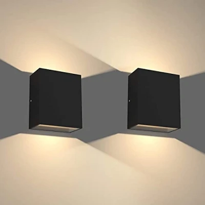 Image of Klighten 2 pcs LED Wall Lights Indoor Outdoor 7W Waterproof IP65 Up Down Aluminum Lighting Decorative Lamps for Living Room Bedroom Garden Entrance, Warm White 2700 3000K, Black