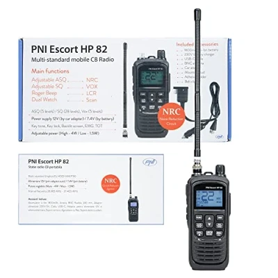 Image of Portable CB radio station PNI Escort HP 82, multi standard, 4W, 12V, AM FM, NRC, Dual Watch, Roger Beep, adjustable ASQ SQ, VOX