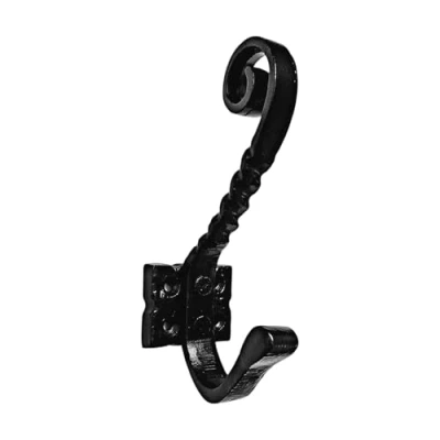 Image of Curly Coat Hooks Hangers Backplate Black Iron Wall Door Mountable Metal