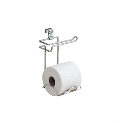 Image of iDesign 69030 Classico Toilet Paper Holder for Bathroom Storage, Wall mount design Chrome