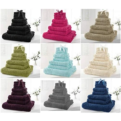 Image of Voice7 100% Cotton 9 Piece Towel Set (4 Face + 2 Hand Bath Towels 1 Sheet) Soft Extra Absorbent Bathroom Bale (Purple)
