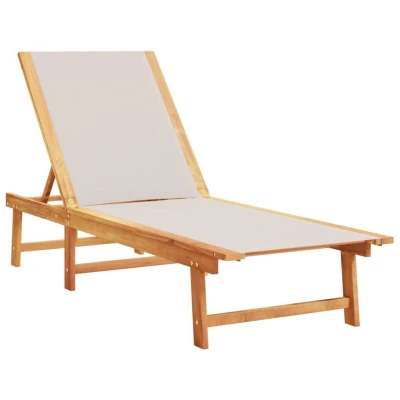 Image of vidaXL Sun Lounger Grey Solid Wood Acacia and Textilene