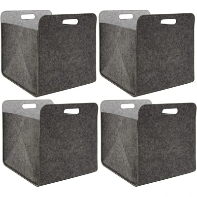 Image of DuneDesign Set of 4 Felt Storage Box 33x33x38cm Kallax Basket Shelf Insert Cubes Grey