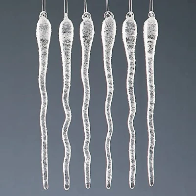 Image of Widdle Gifts Ltd Christmas Tree Decoration 6 Pack Frosted Glass Wavy Icicles 1326