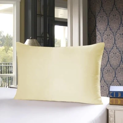 Image of townssilk Silk Pillowcase 100% 19 mm Pure Mulberry Silk, Double Sided for Hair Skin Health, with Hidden Zip, 1 Piece, 50 x 70 cm, Light Yellow