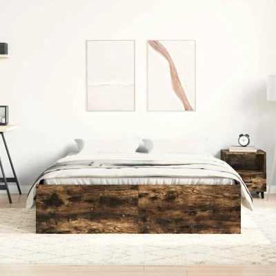 Image of vidaXL Bed Frame without Mattress Smoked Oak 160x200 cm