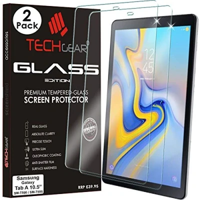 Image of TECHGEAR [2 Pack] Screen Protector fits Samsung Galaxy Tab A 10.5 Inch (SM T590 / SM T595) Glass Edition Genuine Tempered Guard Cover