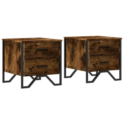 Image of vidaXL Bedside Cabinets 2 pcs Smoked Oak 40x41x40 cm Engineered Wood