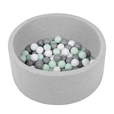 Image of Selonis Soft Ball Pit Pool 70X30cm/150 Balls Round For Baby Toddler Foam, Light Grey:White/Grey/Mint