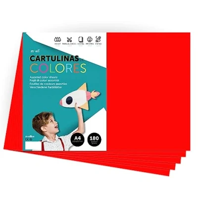 Image of A4 Colour Card Intense Colours 180g Sheets for Crafts, Printing Your Documents and Creative Designs m office (25 Sheets, Red)