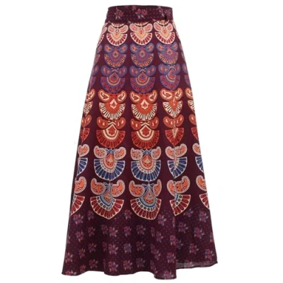 Image of LOUDelephant Block Print Mandala Maxi Wrap Skirt Maroon