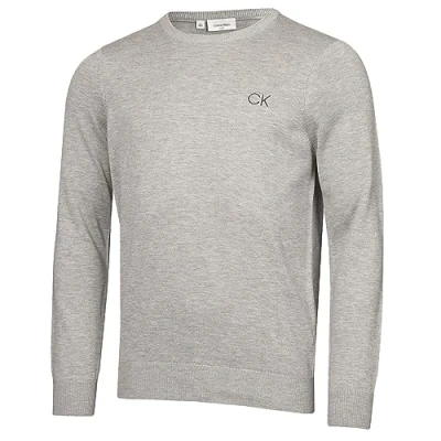 Image of Calvin Klein Mens Round Neck Golf Sweater Silver XXXL