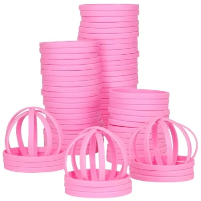 Image of LVNRIDS 50 PCS Silicone Wristbands Rubber Bracelets 8 inch Length Sports Elastic Wristband Bracelet Bulk Gifts for Men Women Teacher Student Party Pink
