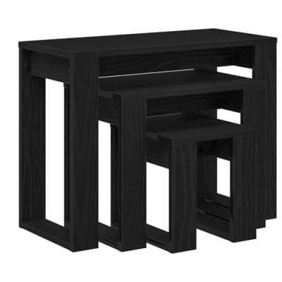 Image of vidaXL 3 Piece Nesting Tables in Black Oak Fast Engineering Wood