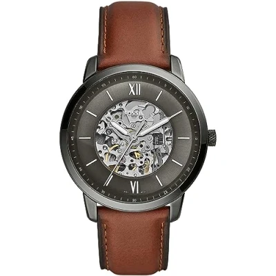 Image of Fossil Watch for Men Neutra Auto, Mechanical Automatic Movement, 44 mm Smoke Stainless Steel Case with a Leather Strap, ME3161