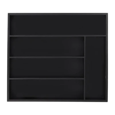 Image of Relaxdays Bamboo Cutlery Tray, 5 Compartments, HWD: x 34 30 cm, Kitchen Drawer Insert, Silverware Organiser, Black, 90% 10% fibreboard
