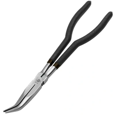 Image of Performance Tool W1045 11 Inch Long Reach 45 Degree Bent Nose Pliers, Black
