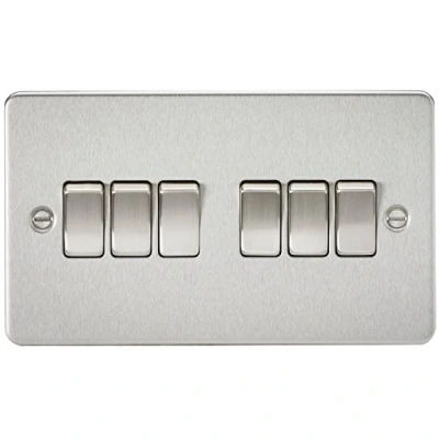 Image of KnightsBridge Flat Plate 10AX 6G 2 way switch brushed chrome