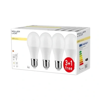 Image of Müller Licht LED bulb E27 A60 8.5 W 2,700 K matt 3+1 set