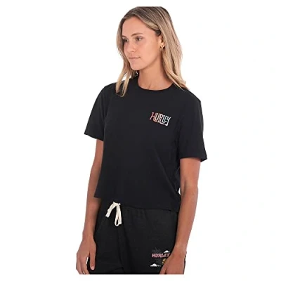 Image of Hurley Women&#039;s W State of Mind Cropped Crew Tee Shirt, Caviar, S