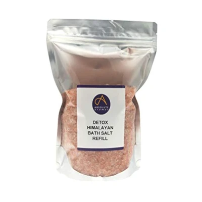 Image of Absolute Aromas Detox Bath Salts 1kg Natural Pink Coarse Himalayan Salt Infused with 100% Pure Essential Oils of Cedarwood, Grapefruit, Geranium and Juniperberry