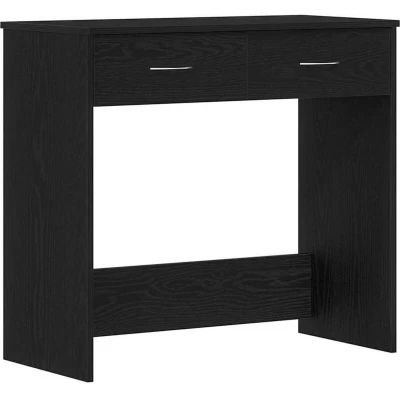 Image of vidaXL Modern Black Oak Desk with 2 Drawers Stylish Wood Material Indoor Use