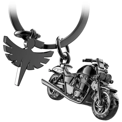 Image of FABACH Motorcycle Key Chain with Guardian Angel, Black
