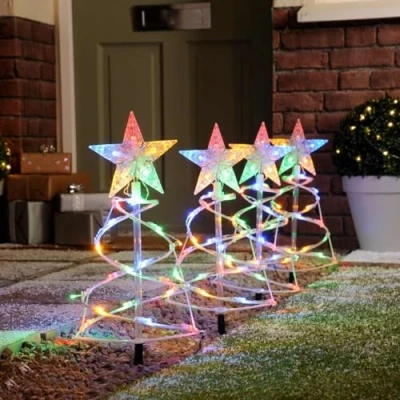 Image of Festive Set Of 4 Spiral Pathfinder Trees Multi Coloured