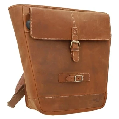 Image of Gusti Carmine P. 2 in 1 Leather Pannier Rack Bag Bicycle Backpack &amp; Genuine Brown