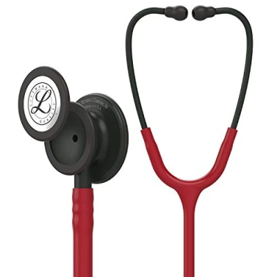 Image of 3M Littmann Classic III Monitoring Stethoscope, Black Finish Chestpiece, stem and headset, Burgundy Tube, 69 cm, 5868