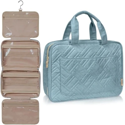 Image of BOACAY Large Hanging Travel Toiletry Bag for Women &amp; Girls, Makeup Bag, Shower Wash Organiser Kit Cosmetics, Essentials, Accessories