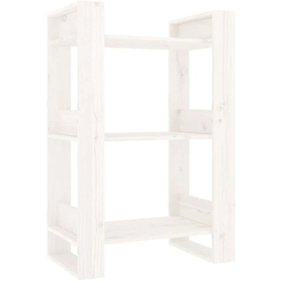 Image of vidaXL Book Cabinet/Room Divider White 60x35x91 cm Solid Wood Pine