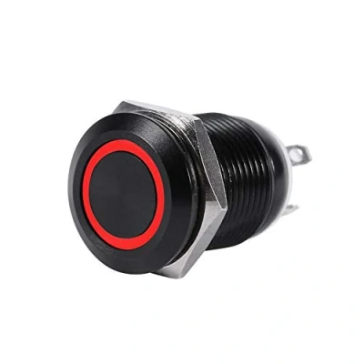 Image of LED button Switch, car 12V 2A 12mm Light momentary push switch On/Off Latch (Red)
