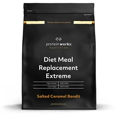 Image of Protein Works Diet Meal Replacement Extreme Shake, 200 Calorie Meal, High Supports Weightloss, 16 Servings, Salted Caramel Bandit, 1kg