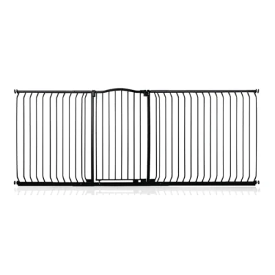 Image of Bettacare Extra Tall Curved Top Dog Gate, 234cm 243cm, Matt Black, 100cm in Height, Pressure Fit Pet Gate for and Puppy, Barrier, Easy Installation