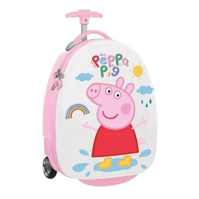 Image of Peppa Pig Ice Cream Cabin Cart 16&quot; Trolley with Wheels Safety Lock Lightweight Suitcase 28 x 23 43 cm Light Pink/Mint Green, Estándar, Casual,