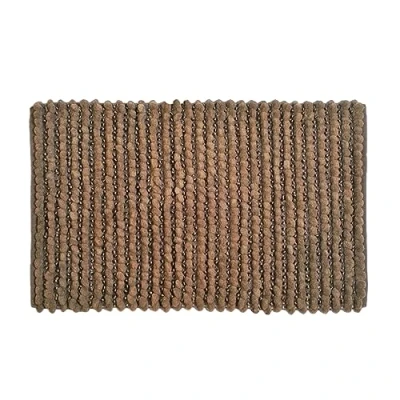 Image of Allure Chunky Bobble Sparkle Non Slip Bath Mat 50 x 80cm Super Soft &amp; Absorbent Satin Striped Bathroom Rug (Mocha)